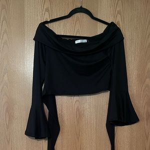 Off the shoulder, backless, crop top, black, size large, NWOT